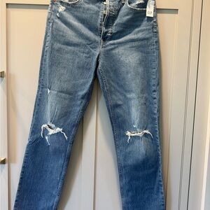 GAP Women's Distressed Straight Leg Denim Jeans